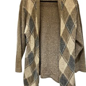 Segue Argyle Patterned Women's Sweater Size L Silk/Angora Blend